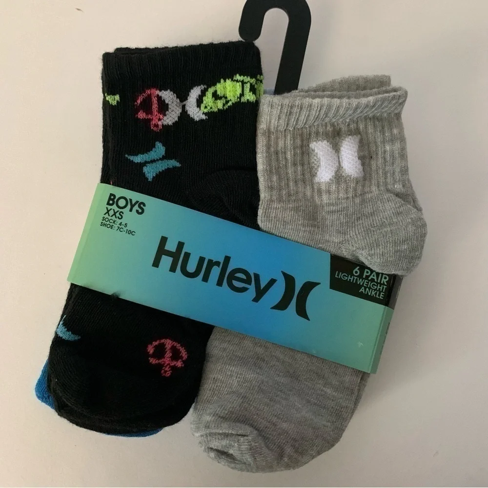 NWT. HURLEY Boys’ 6 Pair Ankle Socks